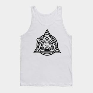 Celtic Triquetra Circle Triangle Black And White Tank Top